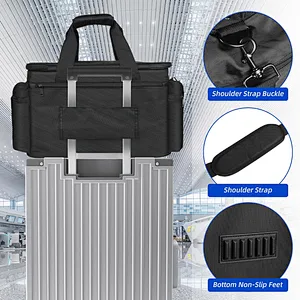 HOMFU DJ Cable File Bag Large Capacity DJ Cable Bag with Inner Detachable Divider and Padded DJ Gig Gear Bag Music Bag for Musician Accessories Travels Business Outdoor Grey